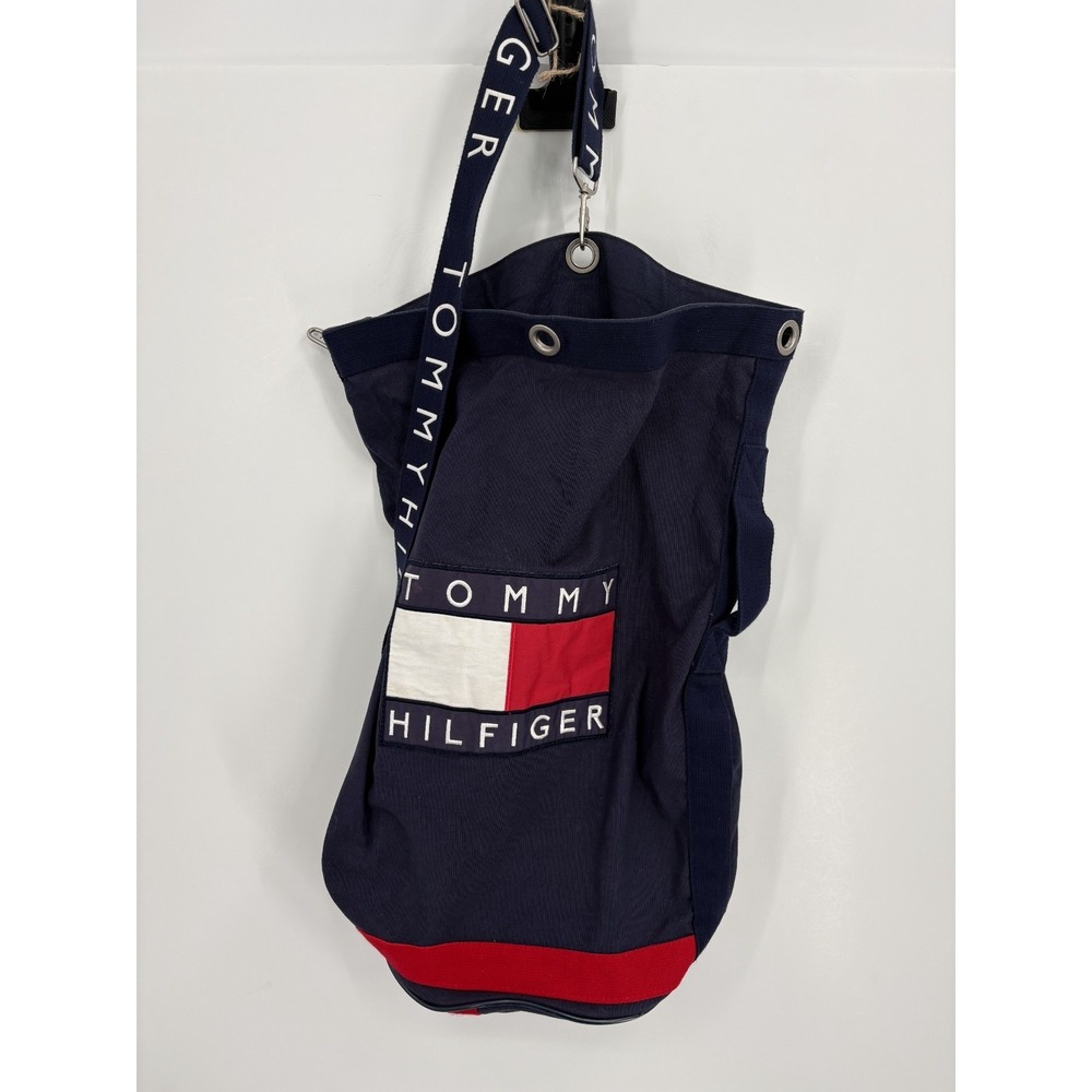 Tommy Hilfiger Vintage 90's Large Canvas Bag Sling Sack Backpack Duffel Bag